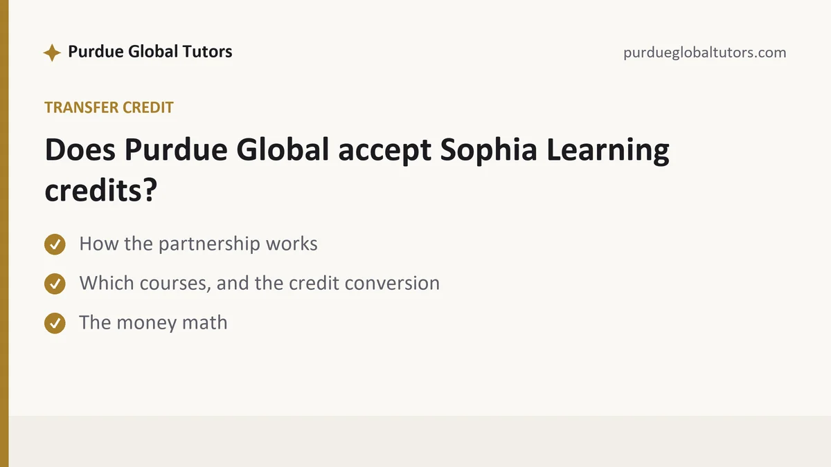 Does Purdue Global accept Sophia Learning credits?, a Purdue Global student guide, from Purdue Global Tutors