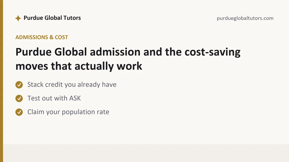 Purdue Global admission and the cost-saving moves that actually work, a Purdue Global student guide, from Purdue Global Tutors