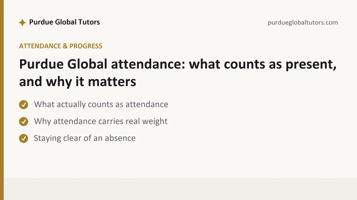 Purdue Global attendance: what counts as present, and why it matters, a Purdue Global student guide, from Purdue Global Tutors
