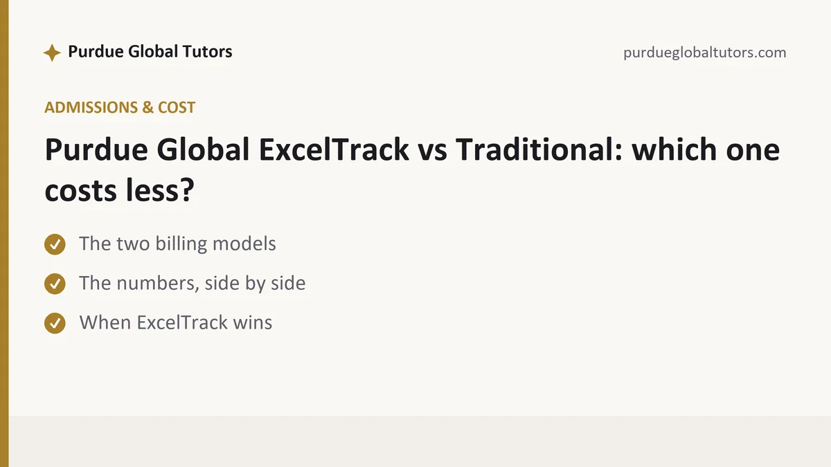 Purdue Global ExcelTrack vs Traditional: which one costs less?, a Purdue Global student guide, from Purdue Global Tutors