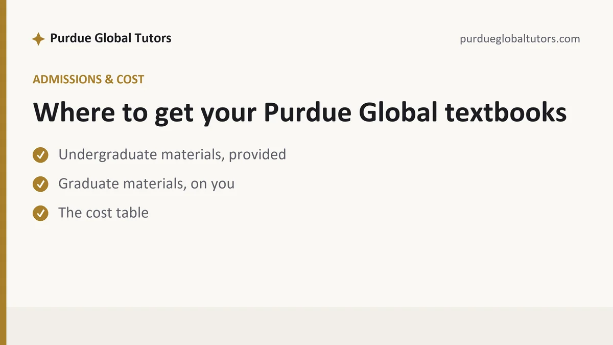 Where to get your Purdue Global textbooks, a Purdue Global student guide, from Purdue Global Tutors